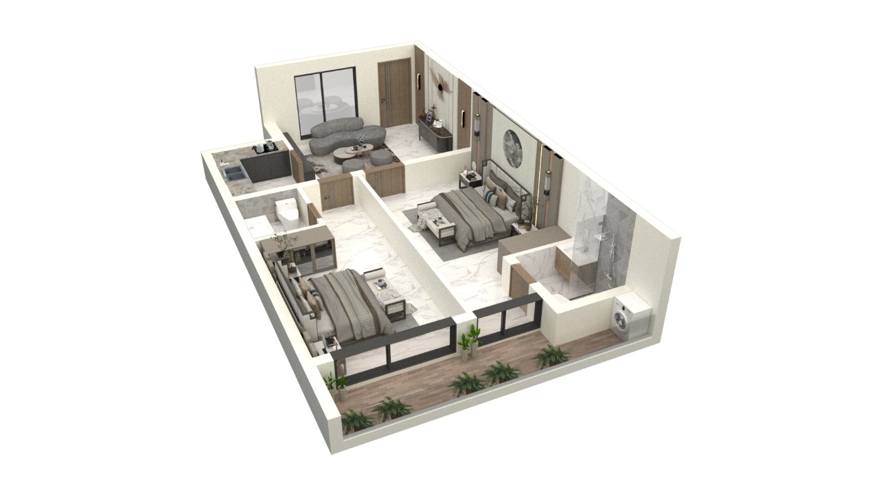 2 Bedroom Apartment 3D View
