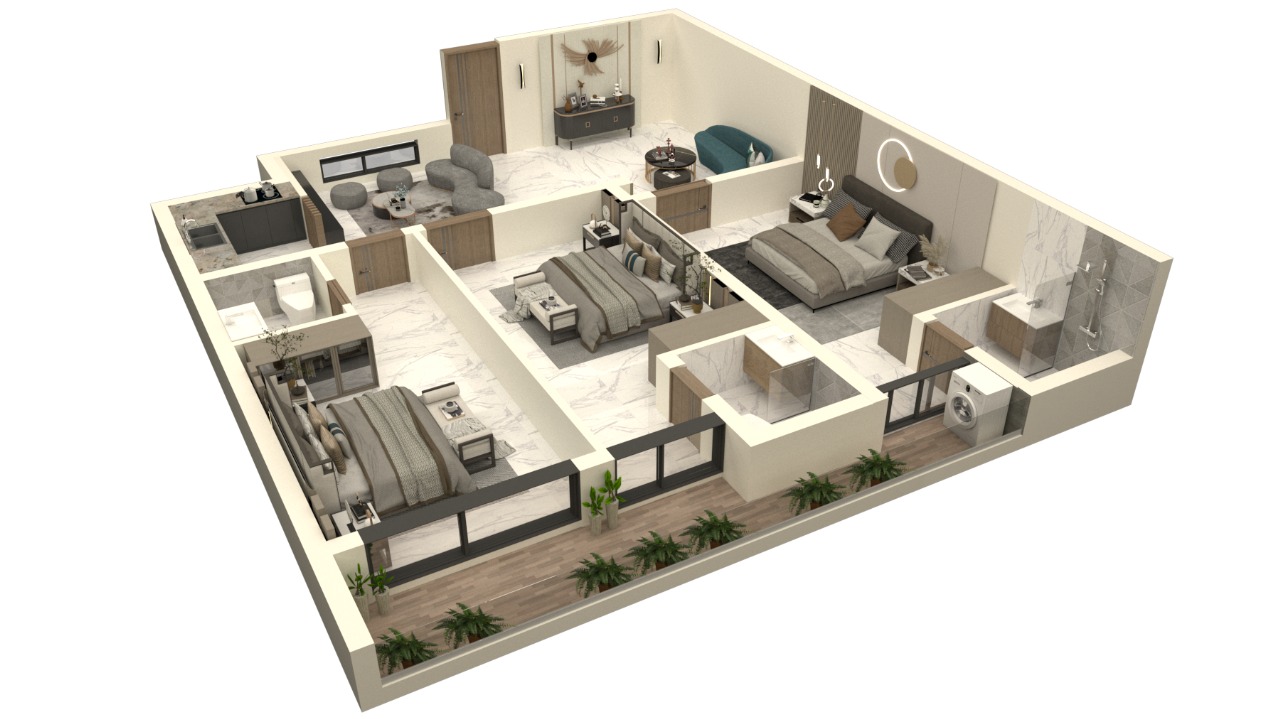 3 Bedroom Apartment 3D View
