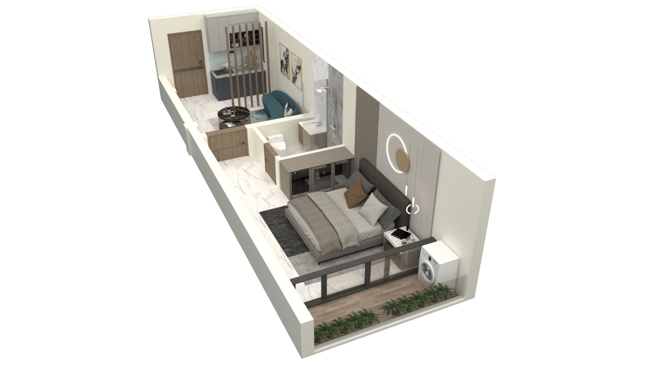 1 Bedroom Apartment 3D View